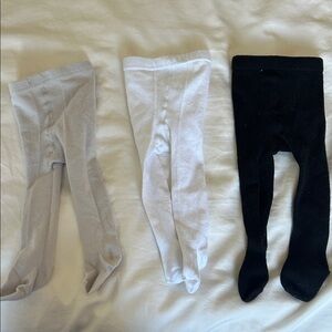 Children's Tights Trio - Black, White, and Gray